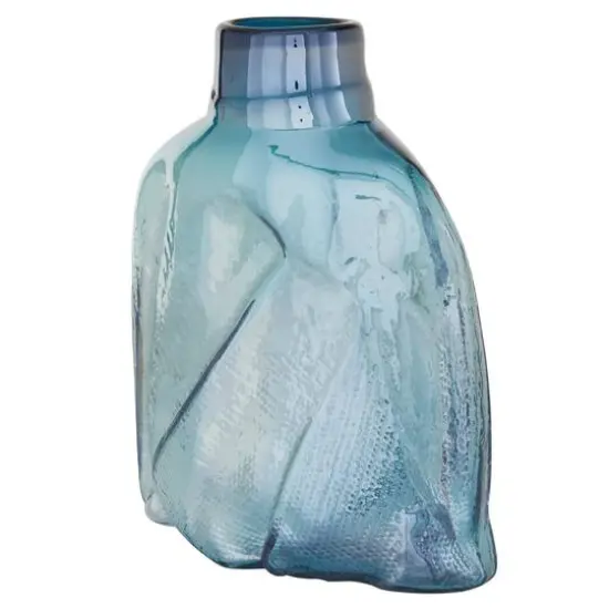 12" Blue Modern Style Glass Bottle Vase {1}