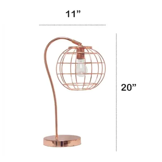 Lalia Home 20" Arched Metal Cage Table Lamp Rose Gold {4}