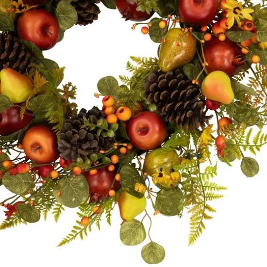 26" Apples, Pears & Pinecones Fall Harvest Wreath {6}