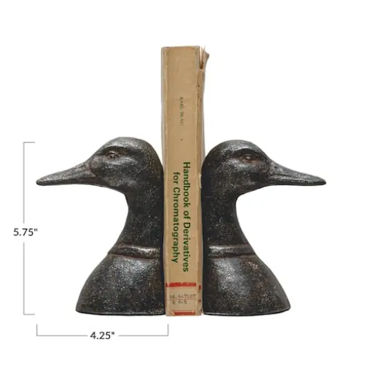 Hello Honey&reg; 5.8" Black Iron Duck Bookends Set {5}