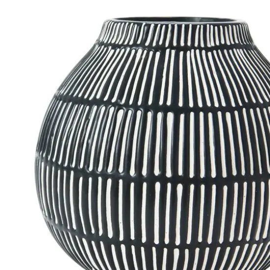 Hello Honey&reg; 6" Black & White Debossed Stoneware Vase {9}
