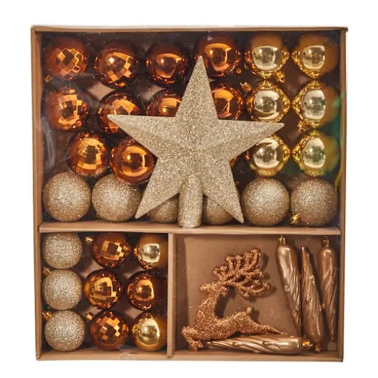 40ct. Gold Shatterproof Lux Christmas Ornament Set {4}