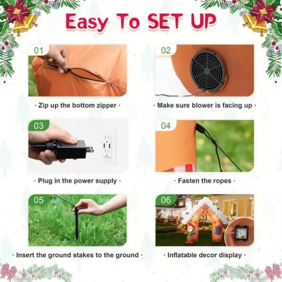 Glitzhome&reg; 8ft. LED Lighted Gingerbread House Inflatable D&eacute;cor {8}