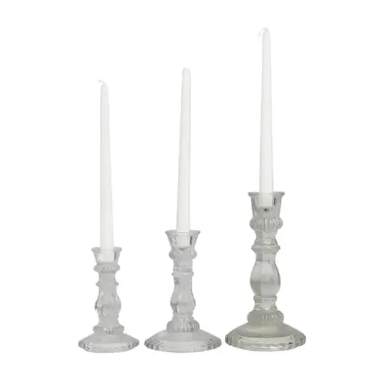 Clear Glass Candle Holder Set {1}