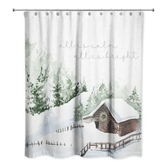 Snowy Cabin Shower Curtain {1}