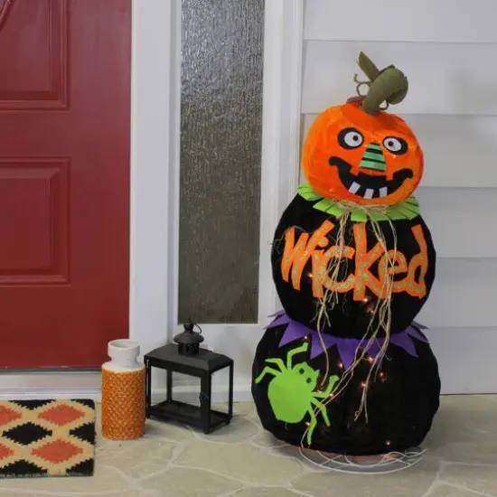 Pre-Lit Spooky "Wicked" Standing Halloween Jack-o-Lantern Pumpkin {3}