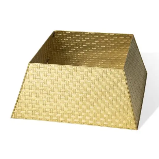 Glitzhome&reg; 25.75" Gold Trapezoid Metal Weave Tree Collar {1}