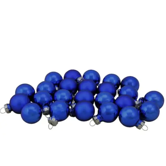 24ct. 1" Blue Glass Christmas Ball Ornaments {1}