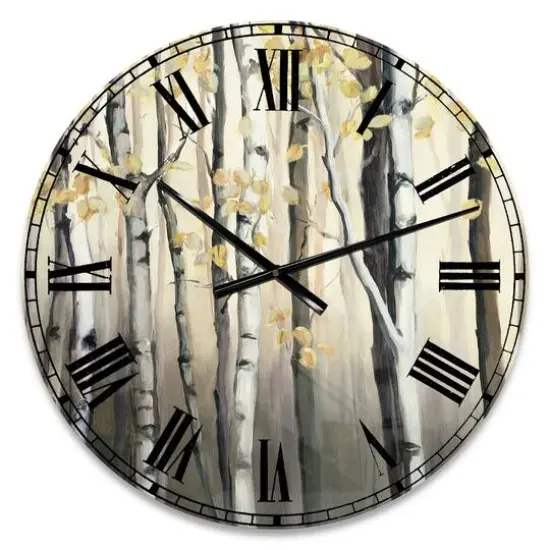 Designart 'Golden Birch Forest Iv Traditional Wall Clock {1}