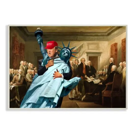 Stupell Industries Liberty Threatened and Founding Fathers American Opinion Wall Plaque Art {1}