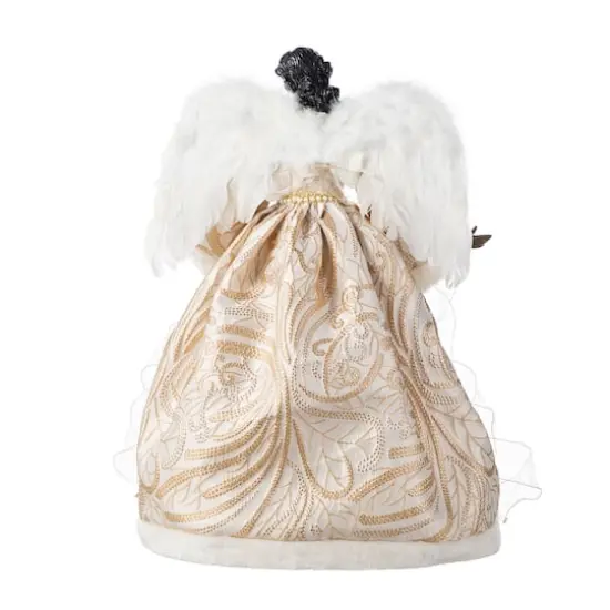 Glitzhome&reg; 24"H Faux Fur & PVC Christmas Elegant African American Angel Tree Topper {8}