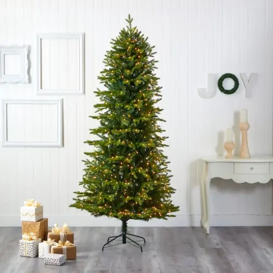 8ft. Pre-Lit Belgium Fir Artificial Christmas Tree, Clear LED Lights {3}