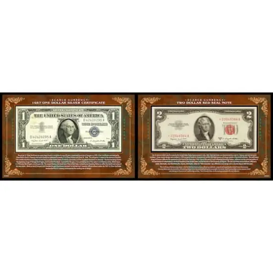 Scarce Currency - 1957 $1 Silver Certificate and $2 Red Seal Note {2}