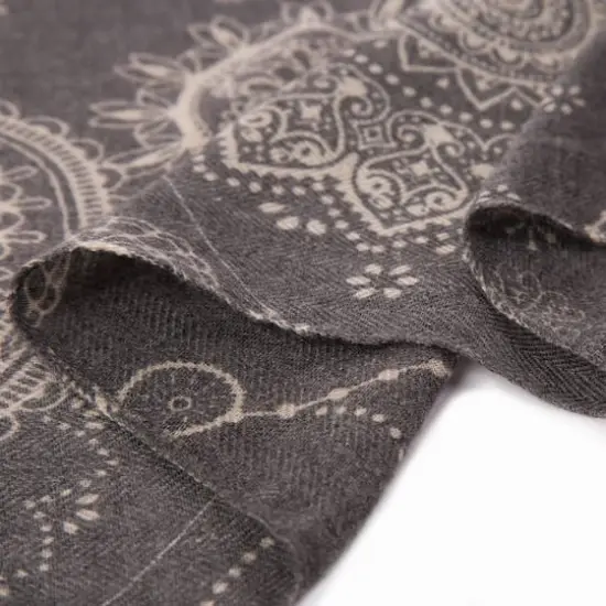 Glitzhome&reg; 80" Gray Paisley Print Scarf with Fringe {7}