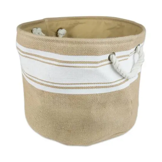 DII&reg; 12" Round Border Burlap Bin White {1}