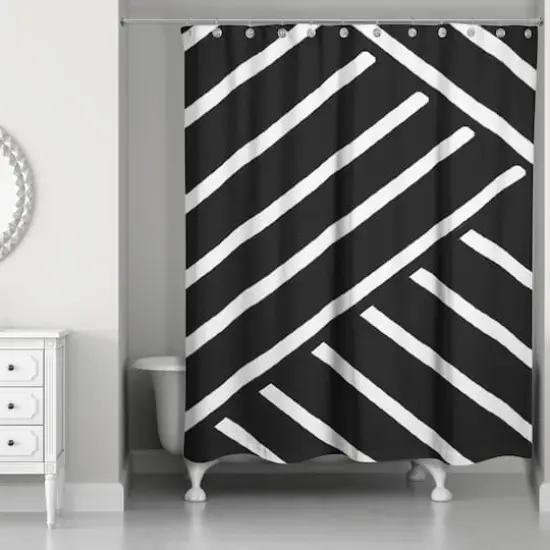 Herringbone Shower Curtain Black {1}