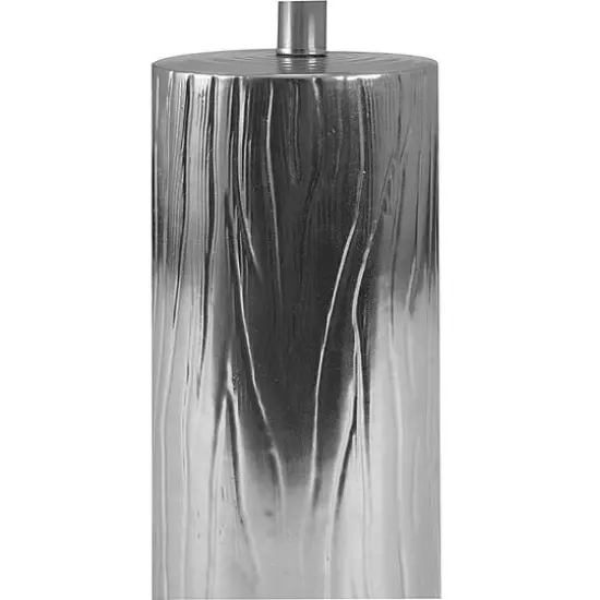 Hello Honey&reg; Silver Faux Bois Stoneware Table Lamp with Linen Shade {4}