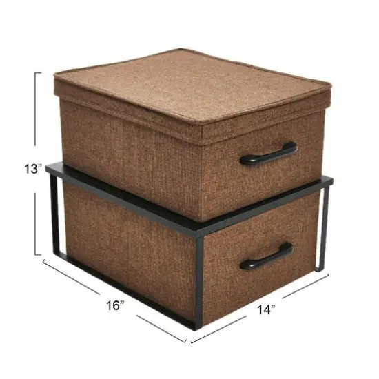 Household Essentials Stacking Storage Boxes Set Black Oak {9}