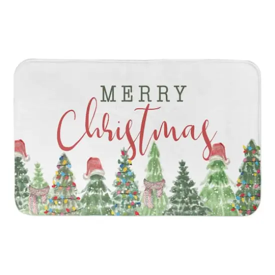Merry Christmas Gnome Trees Bath Mat {1}