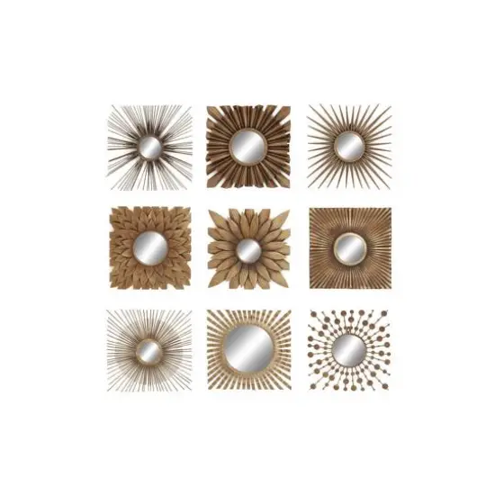 Gold Metal Rustic Wall Mirror Set {3}