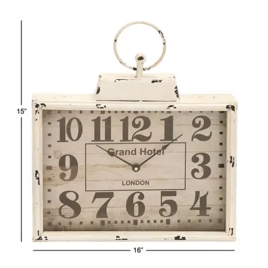 16" White Metal Vintage Wall Clock {8}