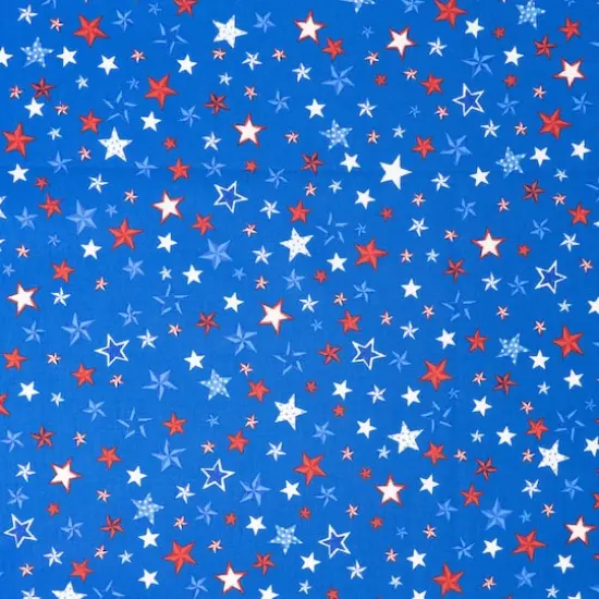 SINGER Red, White & Blue Scattered Stars Cotton Fabric {1}