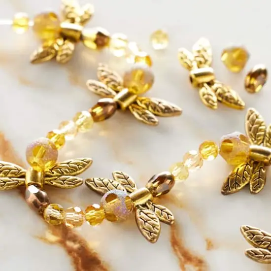 Glass & Metal Dragonfly Beads, 20mm by Bead Landing&trade; Amber {3}
