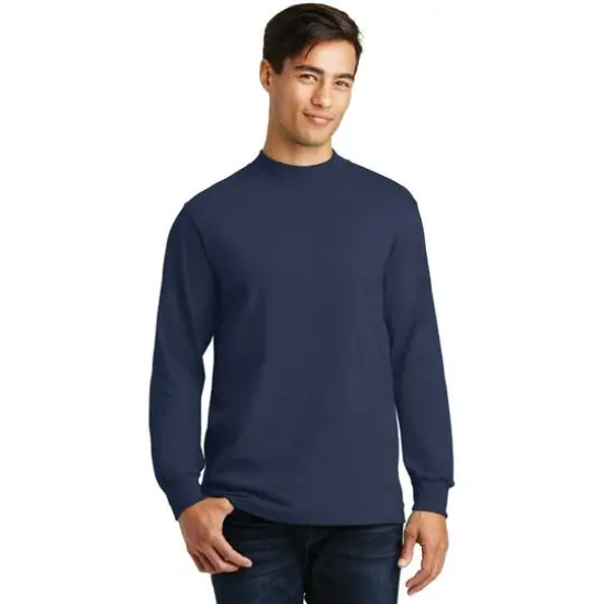 Port & Company Essential Mock Turtleneck Navy {4}