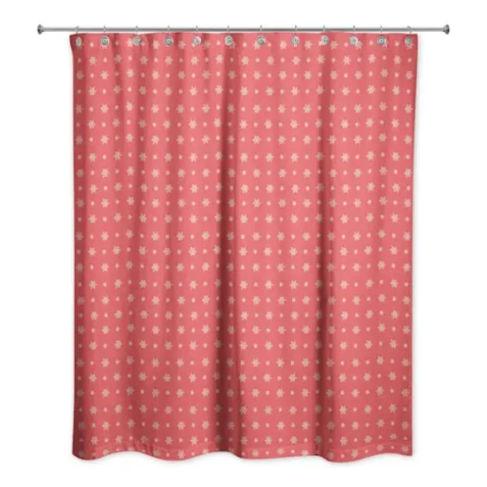 Red Snowflake Pattern Shower Curtain {1}