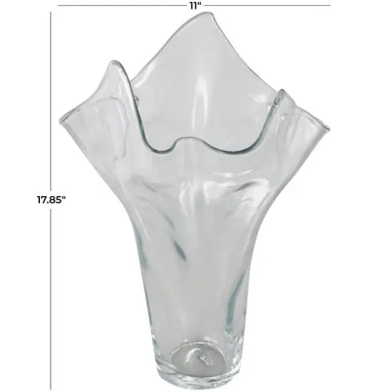 Clear Tulip-Inspired Glass Vase with Wavy Opening {9}