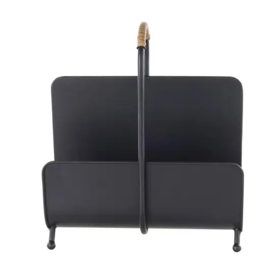 15" Black Metal Modern Decorative Magazine Holder with Loop Shaped Handle {5}