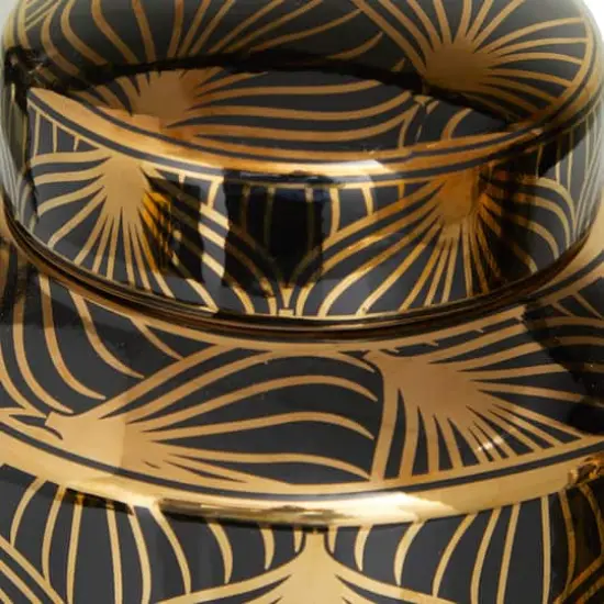 Black & Gold Ceramic Floral Decorative Jars Set {4}