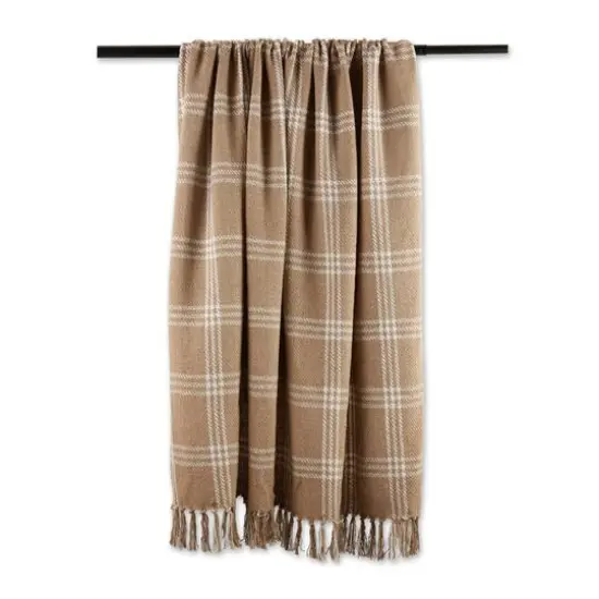 DII&reg; Stone & Off White Modern Farmhouse Plaid Throw {3}