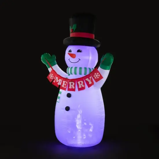 Mr. Christmas 10ft. Merry Snowman Outdoor Lit Inflatable {5}