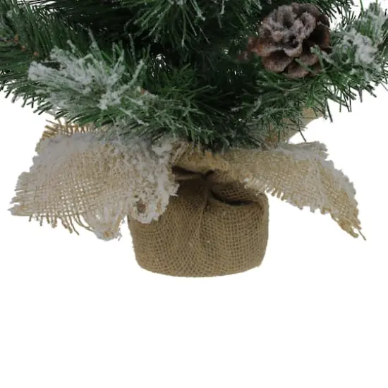 24" Unlit Flocked Pine Artificial Christmas Tree in Burlap Base {8}