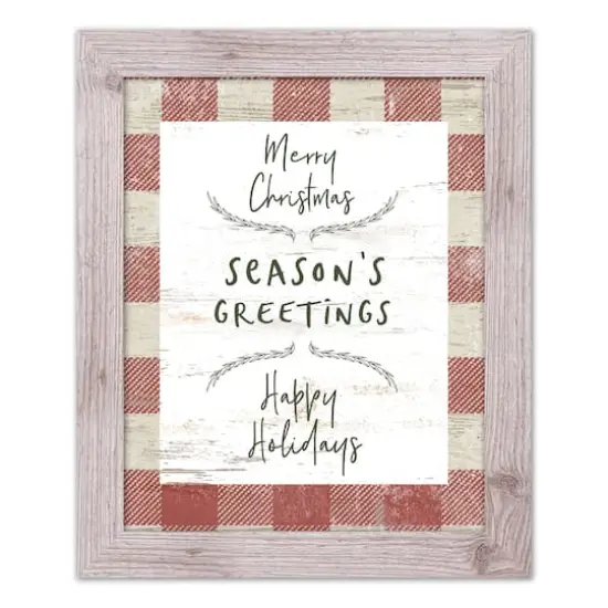 Red Buffalo Check Holiday Phrases Print in Western White Frame {1}