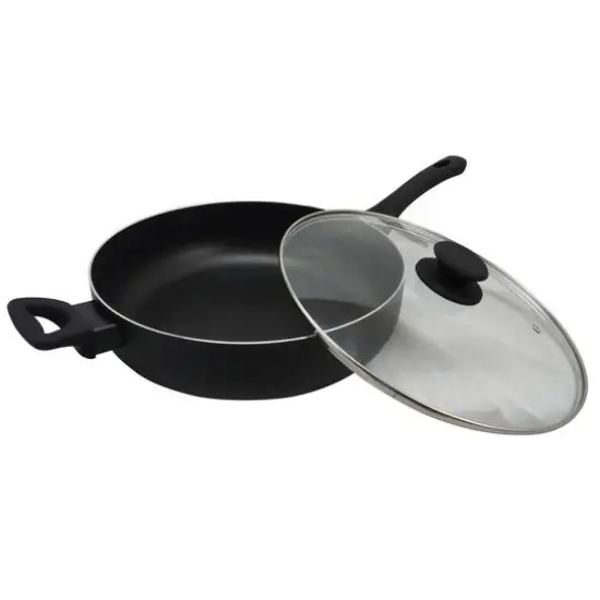 Oster Ashford 5qt. Black Aluminum Saut&eacute; Pan With Tempered Glass Lid {6}