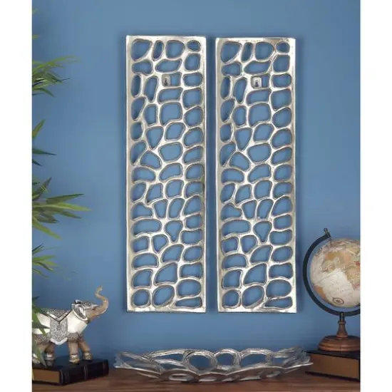 Silver Aluminum Modern Abstract Rectangle Wall D&eacute;cor Set {7}