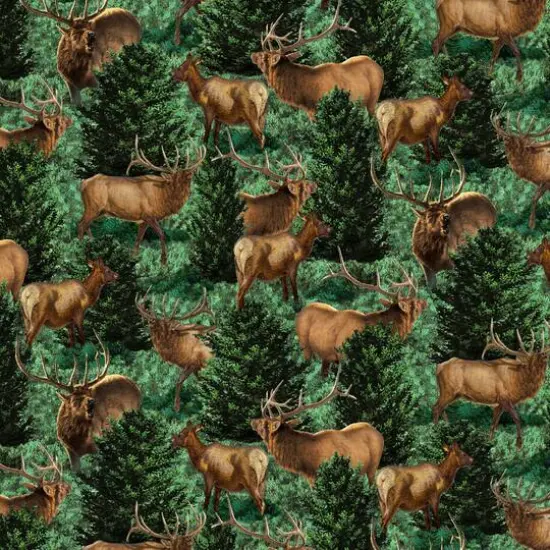 Wild Wings Glenson Range Elk Allover Cotton Fabric {1}