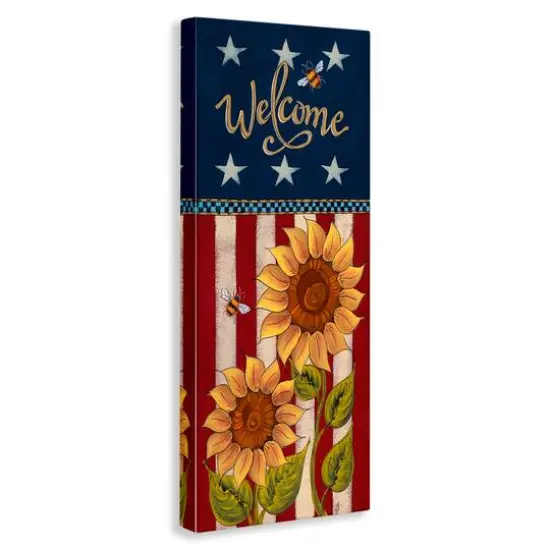 Stupell Industries Americana Welcome Country Sunflowers Canvas Wall Art {4}