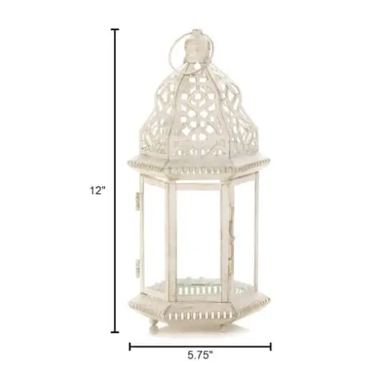 12'' Sublime Distressed White Lantern {4}