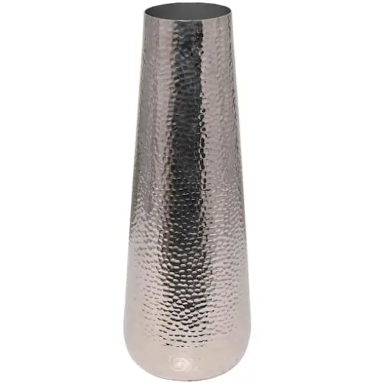 25" Silver Aluminum Tall Hammered Vase {1}