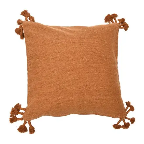 Hello Honey&reg; 20'' x 20" Square Canvas Pillow Cover with Tassels Orange {1}
