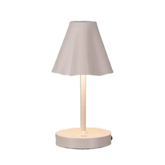 Hello Honey&reg; 11" Tan Round Metal LED Rechargeable Table Lamp {13}