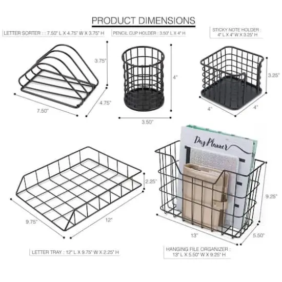 Sorbus 5-Piece Desk Organizer Set for Home & Office Black {6}