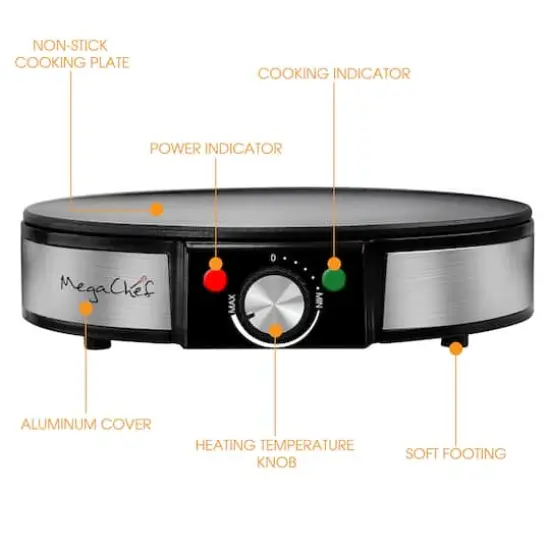 MegaChef Nonstick Crepe and Pancake Maker Breakfast Griddle {6}