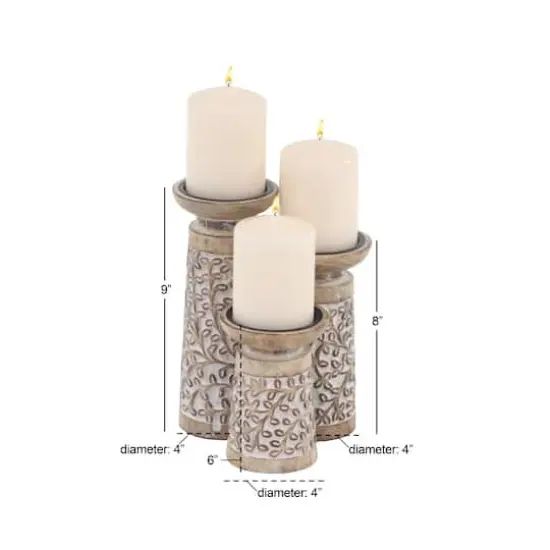 Brown Mango Wood Natural Candle Holder Set, 3ct. {7}