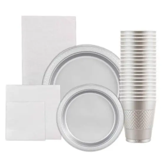 JAM Paper Party Tableware Assortment Pack Silver {1}