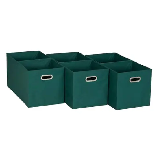 6 Pack Household Essentials 11" Fabric Storage Bins Green {1}