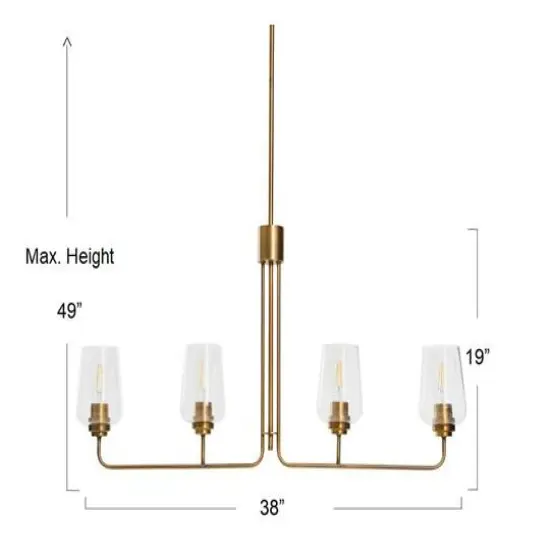 Hello Honey&reg; Robert Stevenson Lighting Holden Metal & Glass 4-Light Linear Chandelier Brushed Bronze {6}